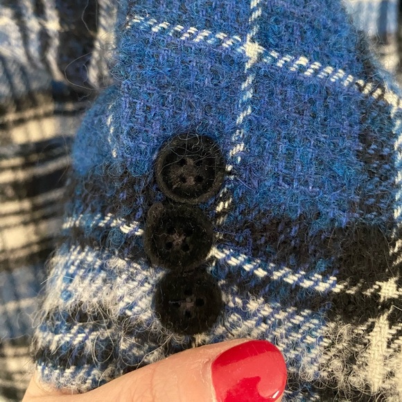 VILAGALLO Breco Wool Alpaca Blend Plaid Blazer Jacket With Silver Studs Size 44 - Picture 9 of 9